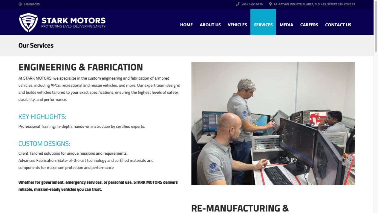 Stark Motors – Qatar 7 Stark Motors Qatar – πραγματικό screenshot σελίδας υπηρεσιών